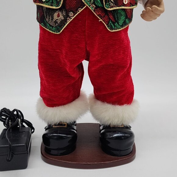 Rockin' Animated Santa Claus Doll With Festive Vest & Red Velvet Outfit 1999 - Picture 4 of 9